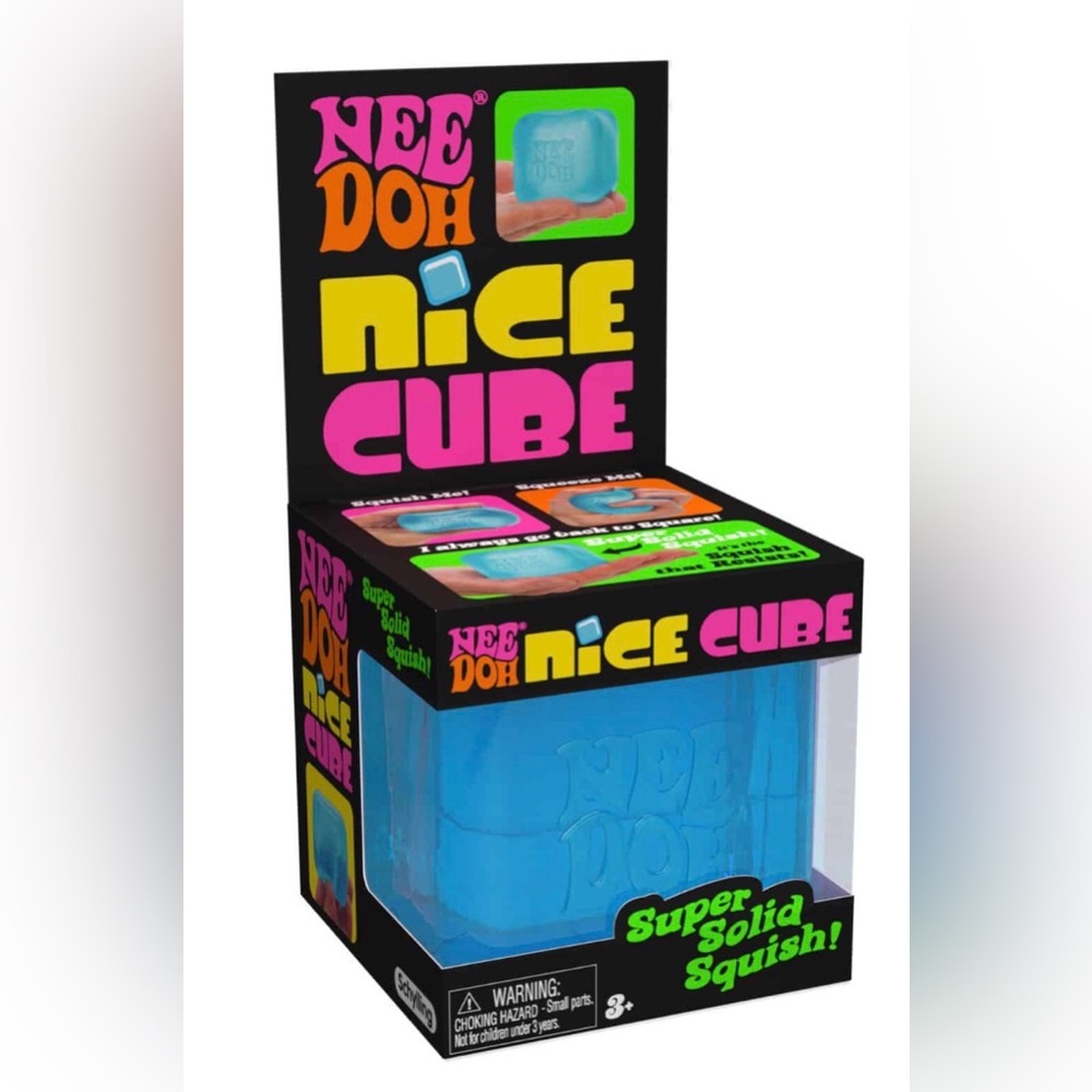 Viral NEE DOH Nice Cube Blue Fidget Toy Stress Relief Puzzle NEW
